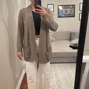 Brown/grey metallic long cardigan